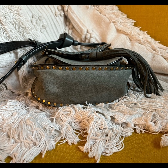 Chloe Hudson Bag Mini Blue Suede Tassel Boho Bohemian Designer Bag - Picture 5 of 15